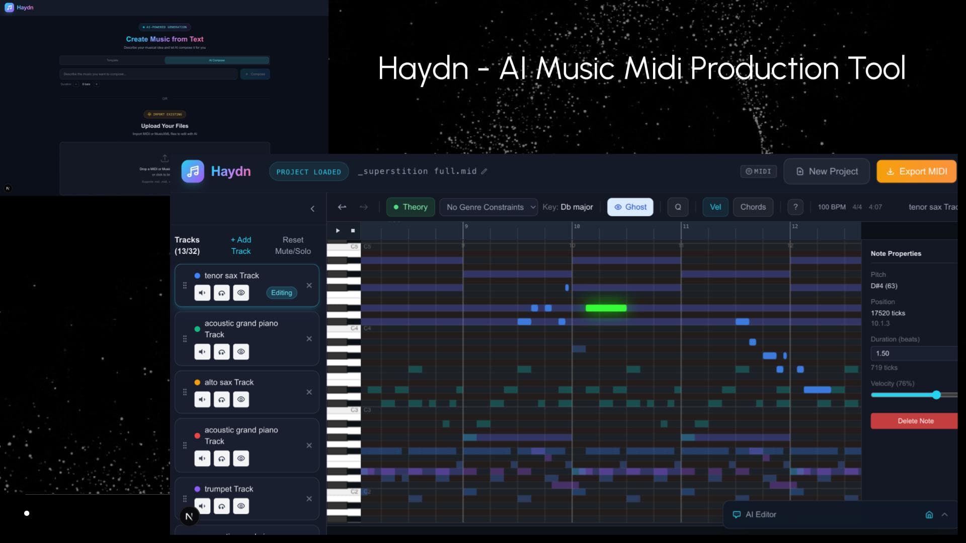 Haydn MIDI editor interface